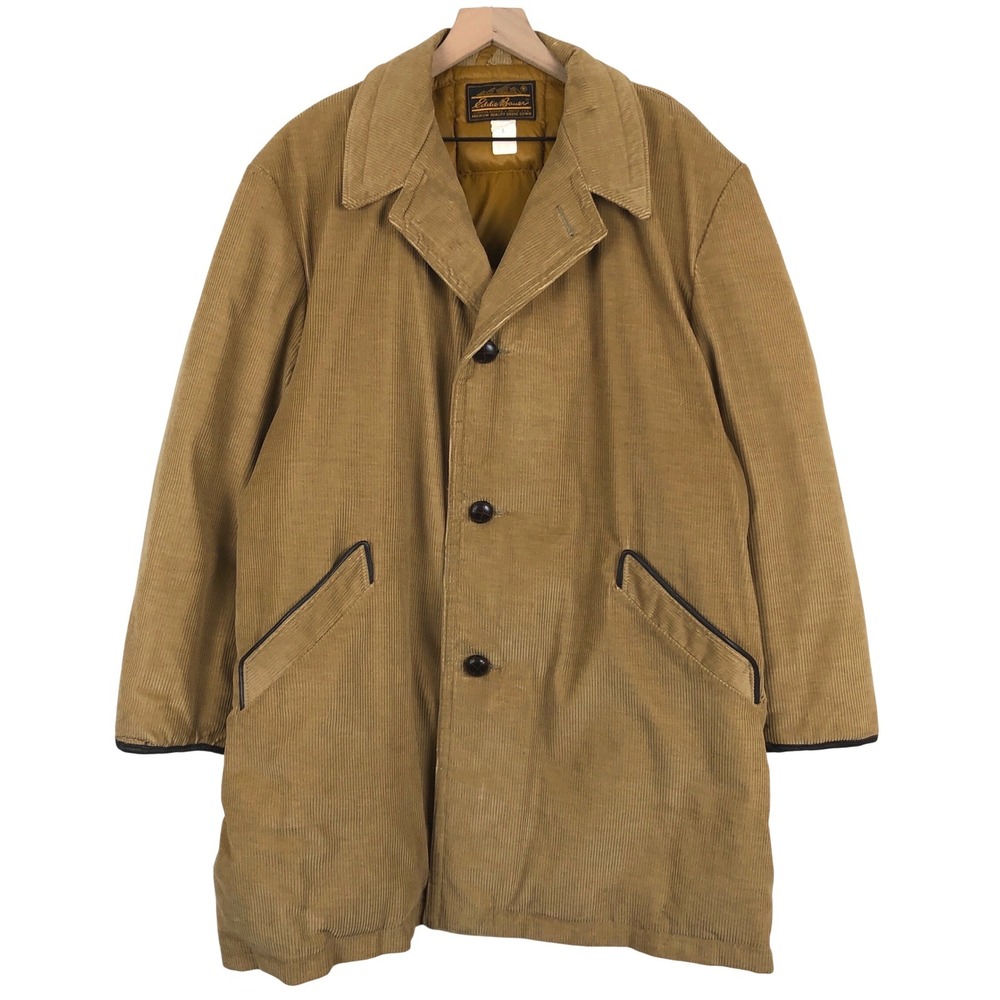 VTG EDDIE BAUER Corduroy Down Lined Field Jacket Men's Sz 48 XL/XXL Tan Coat USA